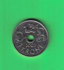 挪威2003年1克朗 实物扫描     - 挪威2003年1克朗 实物扫描    