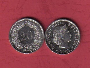 瑞士2008年20分 品相如图 UNC      - 瑞士2008年20分 品相如图 UNC     