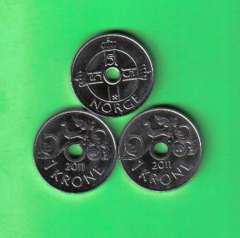 挪威2011年1克朗 实物扫描 UNC   