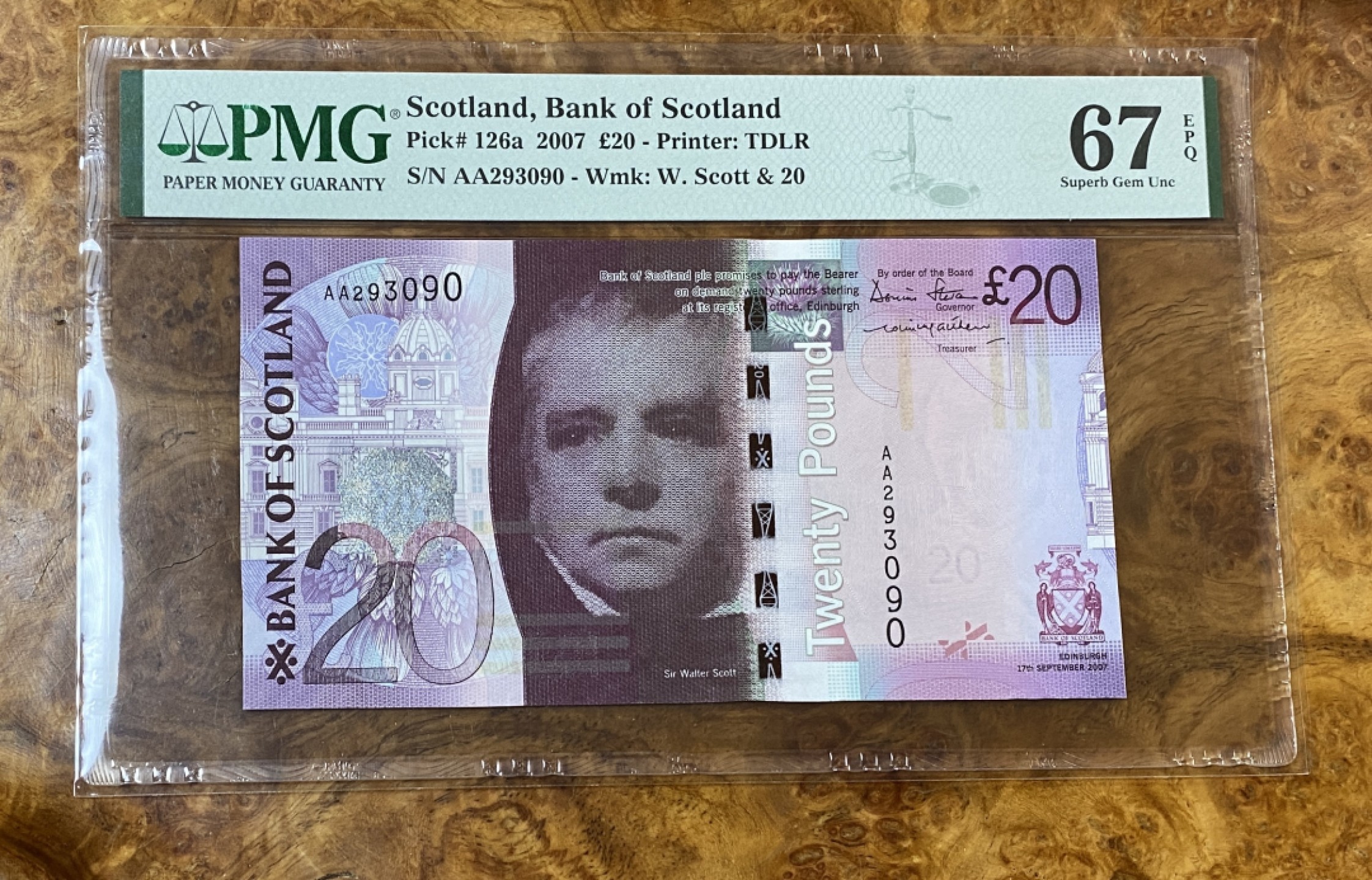 Chase Auction 第14期 - - 中外钱币、纪念钞、民国钞联拍（增加若干拍品） 2007苏格兰20镑，PMG67分，AA首发冠！