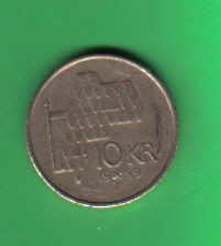 挪威1999年10克朗 实物图     
