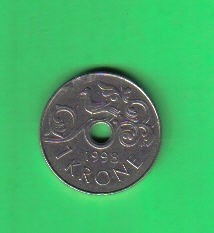 挪威1998年1克朗 实物扫描 - 挪威1998年1克朗 实物扫描
