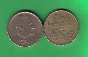 挪威2001年10克朗 实物图      - 挪威2001年10克朗 实物图     