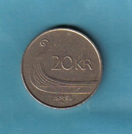 挪威1998年20克朗 背船 实物图    