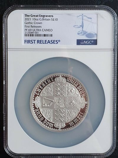 【海寧潮】拍卖第二十九期 - 【海寧潮期货】英国2021年伟大的雕刻师系列哥特10盎司银币NCG-PF69首期原盒证书发行只有225枚（市场价格2万多）预计8月份交付，