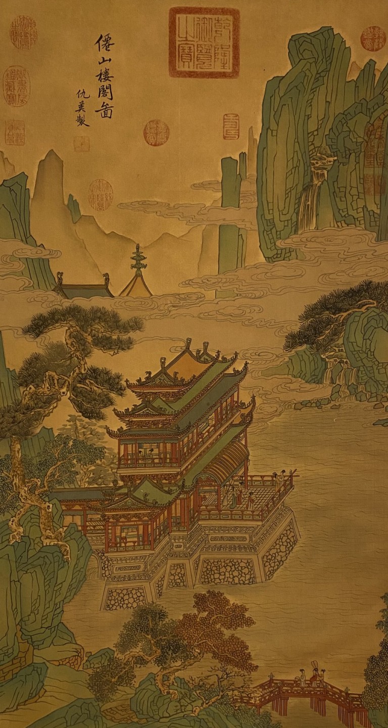 仇英绢本仙山楼阁图