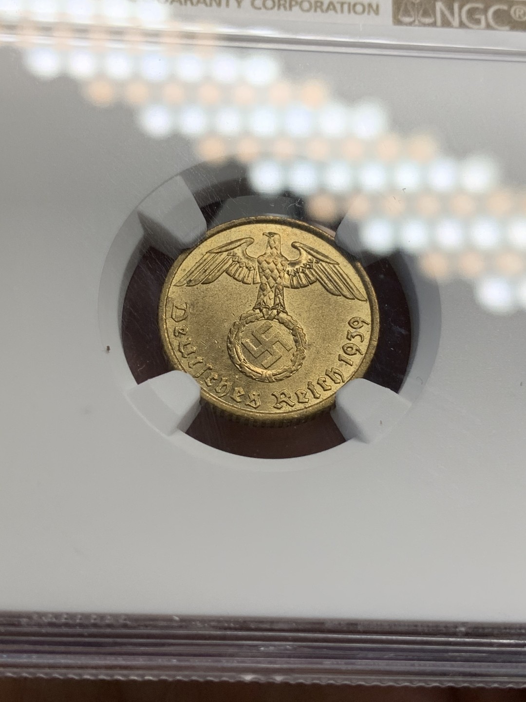 《竞宝斋》第67场-本周日，周一，周四.3场连拍（全场不限金额包邮） NGC MS64 1939A 德意志帝国5芬尼 流光溢彩 高分难得