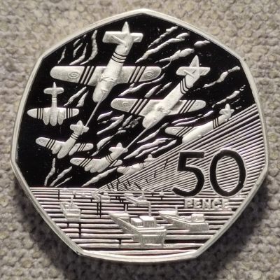 0起1加-纯粹捡漏拍-94场包邮 - 英国1994年50便士D-DAY50周年精制加厚银币-盒证全