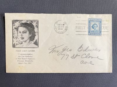 【第18期】莲池国际邮品拍卖 - 【纽芬兰】1947 庆祝伊丽莎白公主（后英女王伊丽莎白二世）21岁生日纪念 女王形象最早出现的邮票之一
