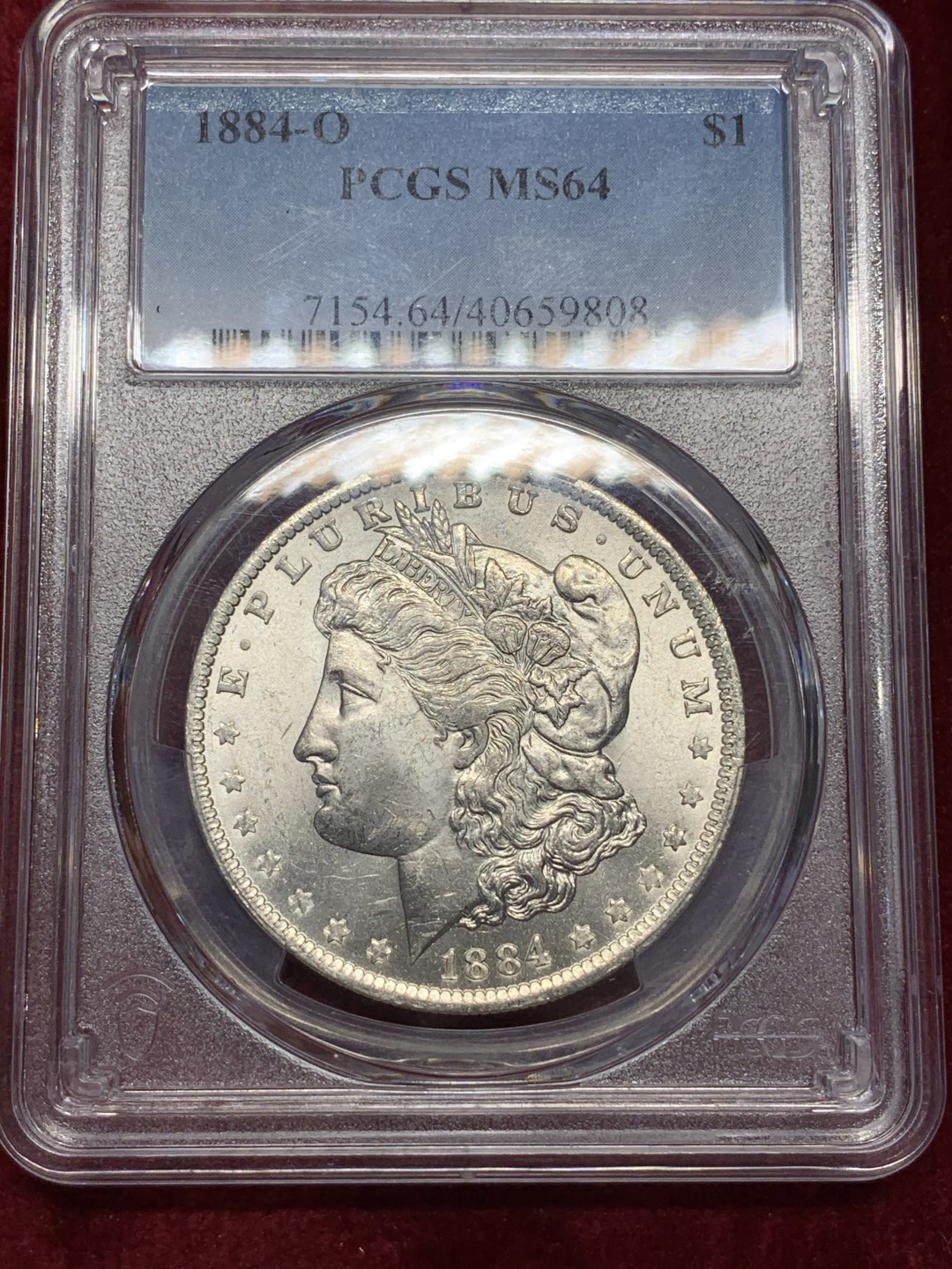 《竞宝斋》第67场-本周日，周一，周四.3场连拍（全场不限金额包邮） PCGS MS64 美国 1884年 O版 摩根 银币 不常见的年份 状态也非常好