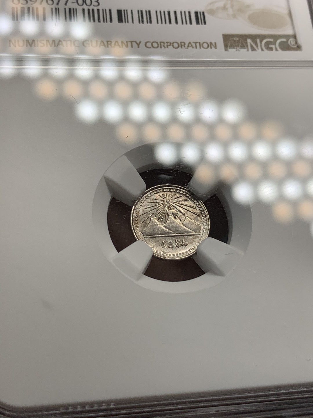 《竞宝斋》第67场-本周日，周一，周四.3场连拍（全场不限金额包邮） NGC-MS64危地马拉1884年1/4R小银币