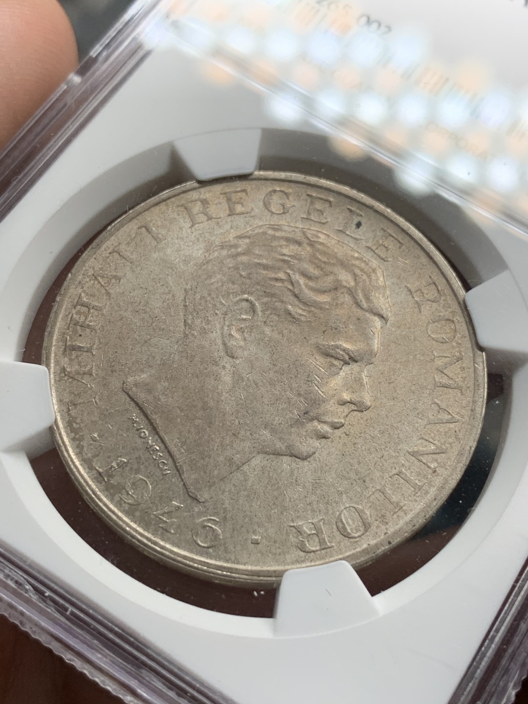 《竞宝斋》第67场-本周日，周一，周四.3场连拍（全场不限金额包邮） NGC-MS62 罗马尼亚 1946年 100000列伊大银币 淡彩粉光 非常漂亮 这类币也是疫情后暴涨的品种