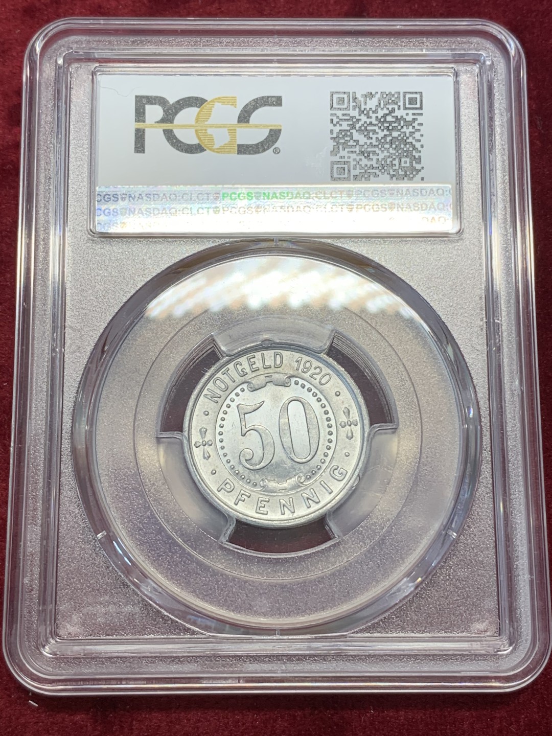 《竞宝斋》第67场-本周日，周一，周四.3场连拍（全场不限金额包邮） 季军分 PCGS MS64  德国 1920年 门登洞熊50芬尼铝币  知名币种 少见高分 上面还有一个65，一个67