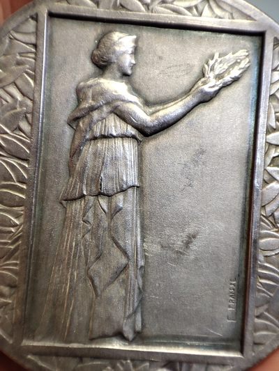 gush小明220626 法国1927装饰艺术镀银铜章 弗瑞斯章牌作品