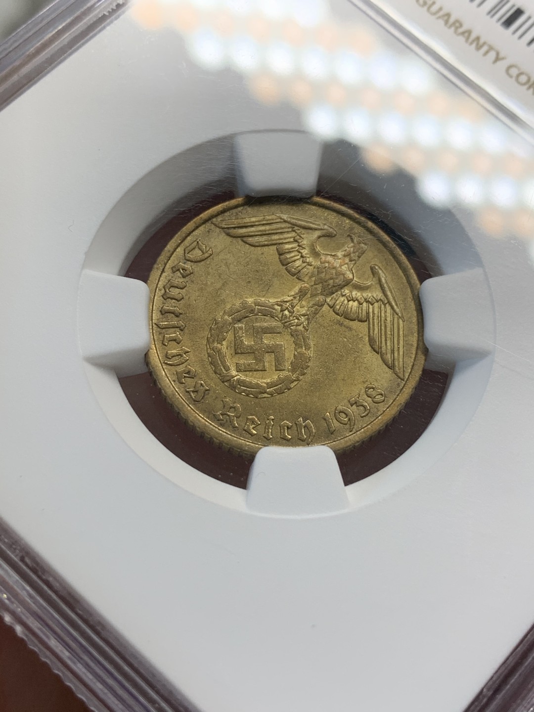 《竞宝斋》第67场-本周日，周一，周四.3场连拍（全场不限金额包邮） NGC MS63 1938F 德意志帝国10芬尼 10P好品少