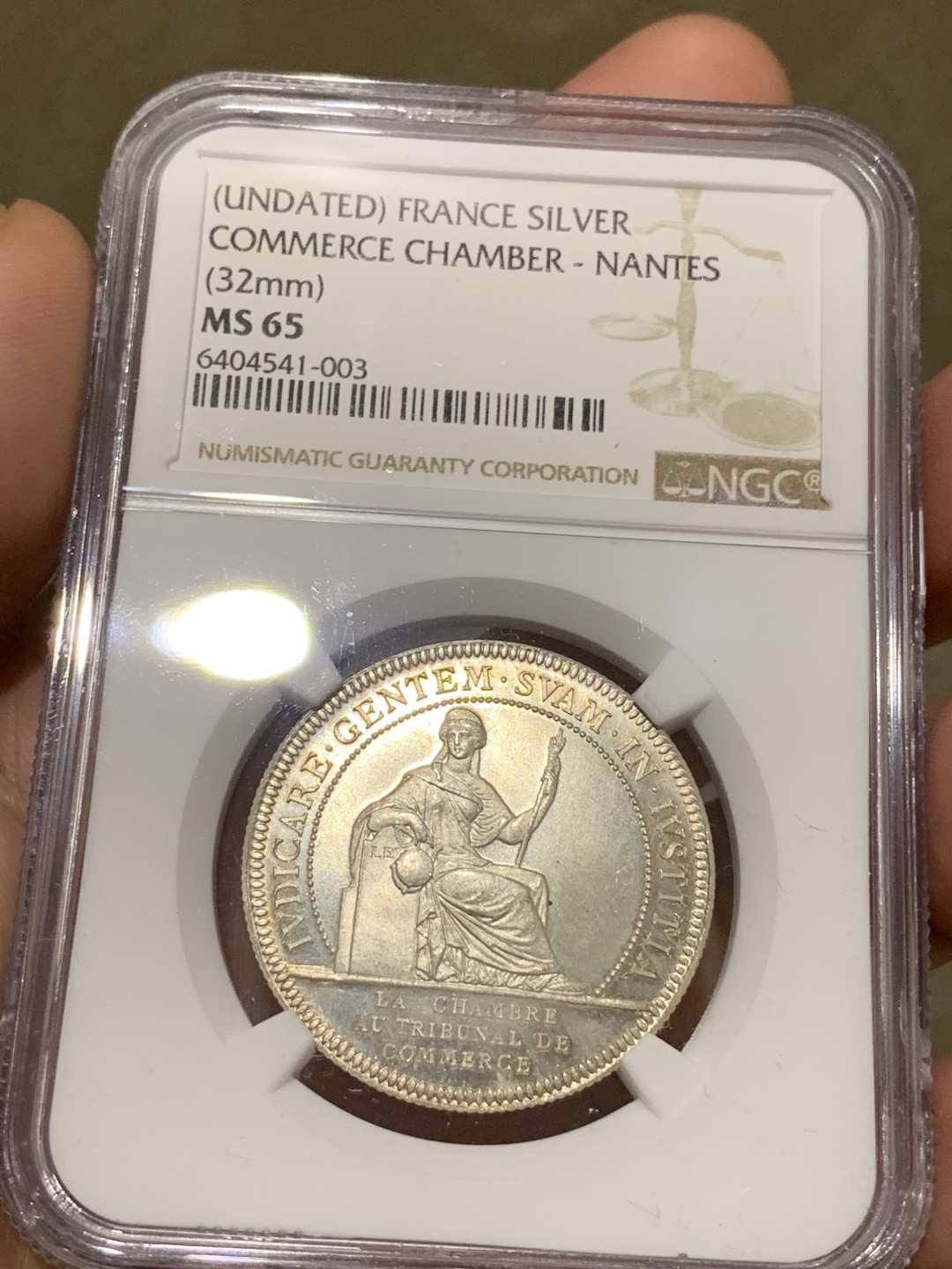 《竞宝斋》第67场-本周日，周一，周四.3场连拍（全场不限金额包邮） NGC-MS65 法国 十九世纪末 南特大帆船 JETON银制 代用币 一流的状态 带点淡彩 