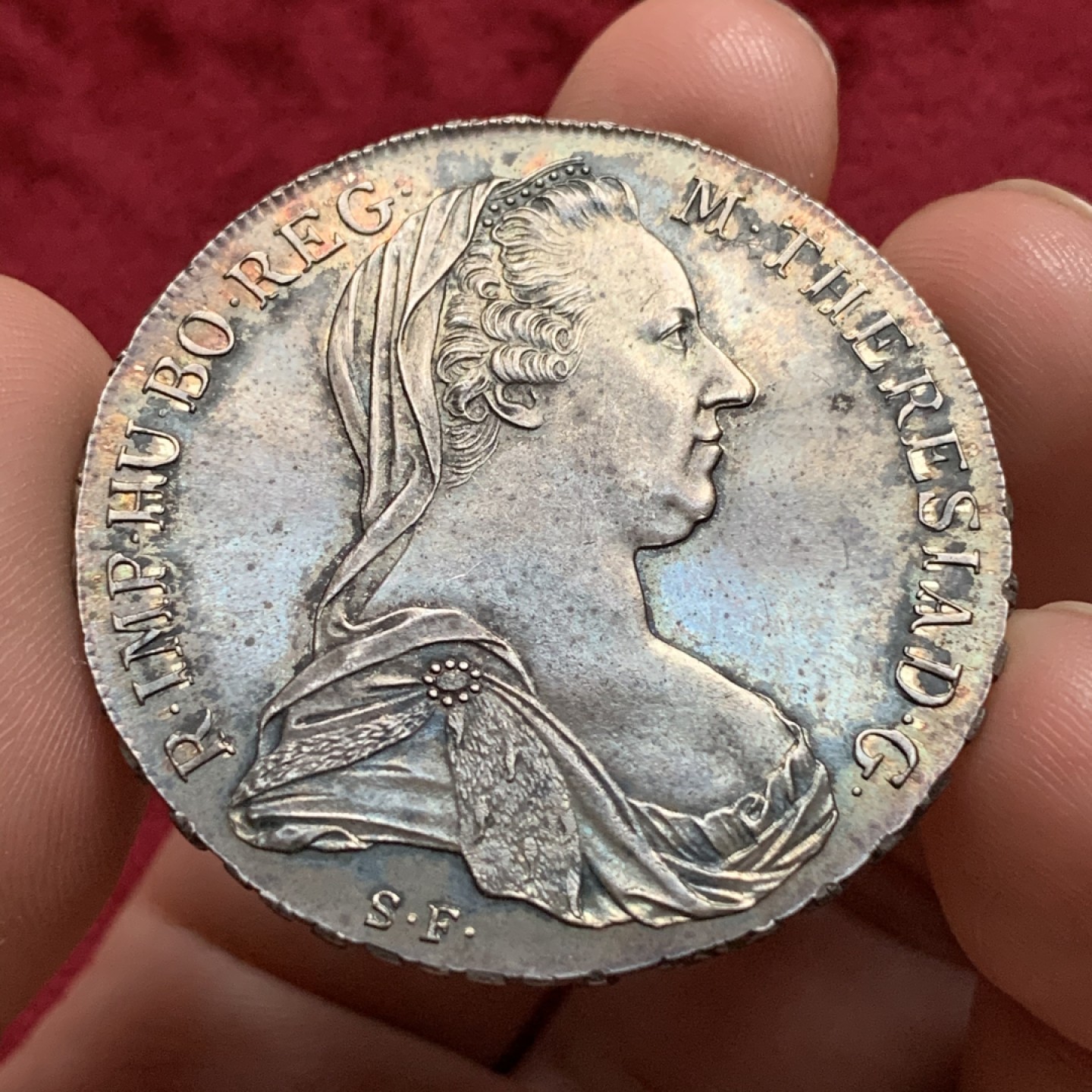 《竞宝斋》第67场-本周日，周一，周四.3场连拍（全场不限金额包邮） 奥地利 1780年 大奶妈 泰勒银币  双须版 双面超五彩  非常难得