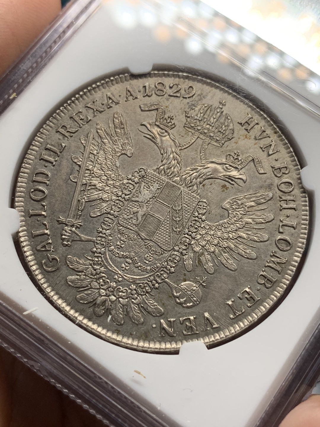 《竞宝斋》第67场-本周日，周一，周四.3场连拍（全场不限金额包邮） NGC AU 奥地利 1829年弗朗茨一世泰勒大银币 好品相