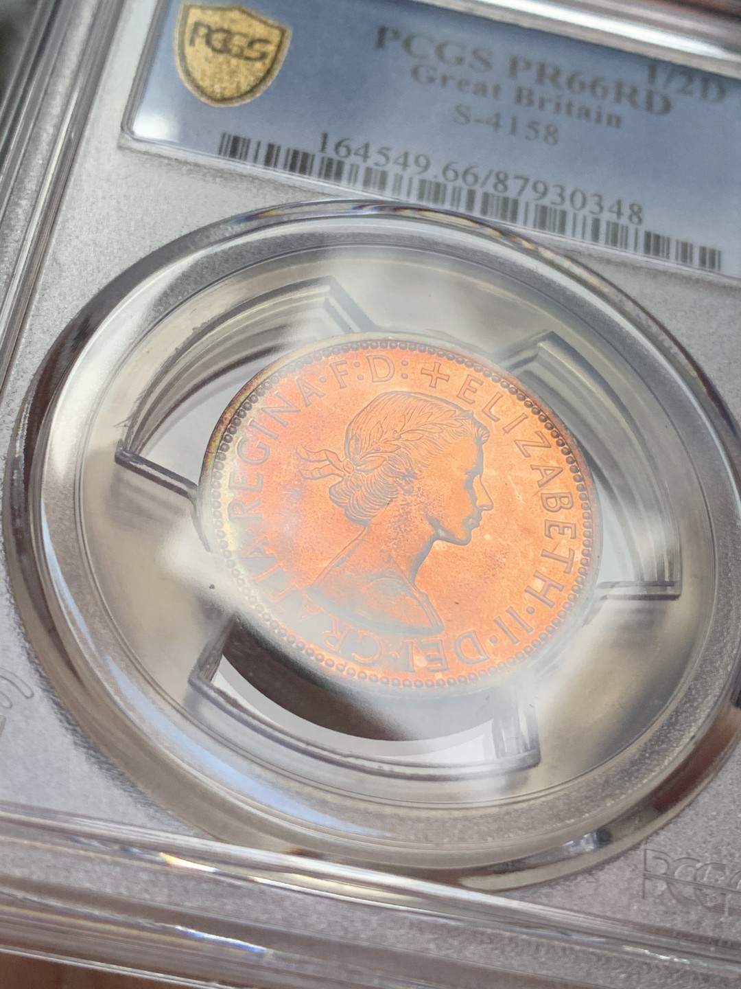 《竞宝斋》第67场-本周日，周一，周四.3场连拍（全场不限金额包邮） PCGS PR66 RD 1970年精制半便士铜币 RD镜面好彩 热门升值品种