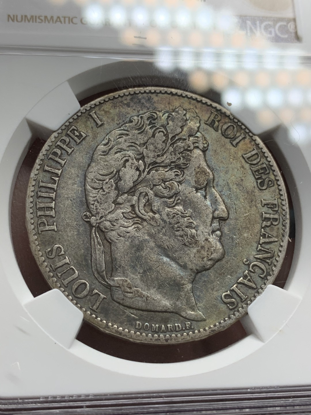 《竞宝斋》第67场-本周日，周一，周四.3场连拍（全场不限金额包邮） NGC XF45 法国 1847年菲利普一世五法郎银币 五彩老包浆好品相