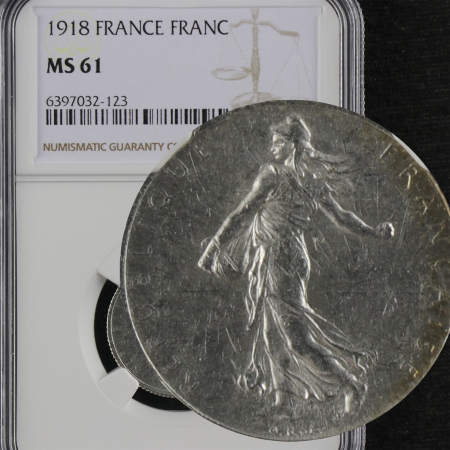 【亘邦集藏】第116期拍卖 1918年 法国1法郎硬币 NGC MS61 6397032-123