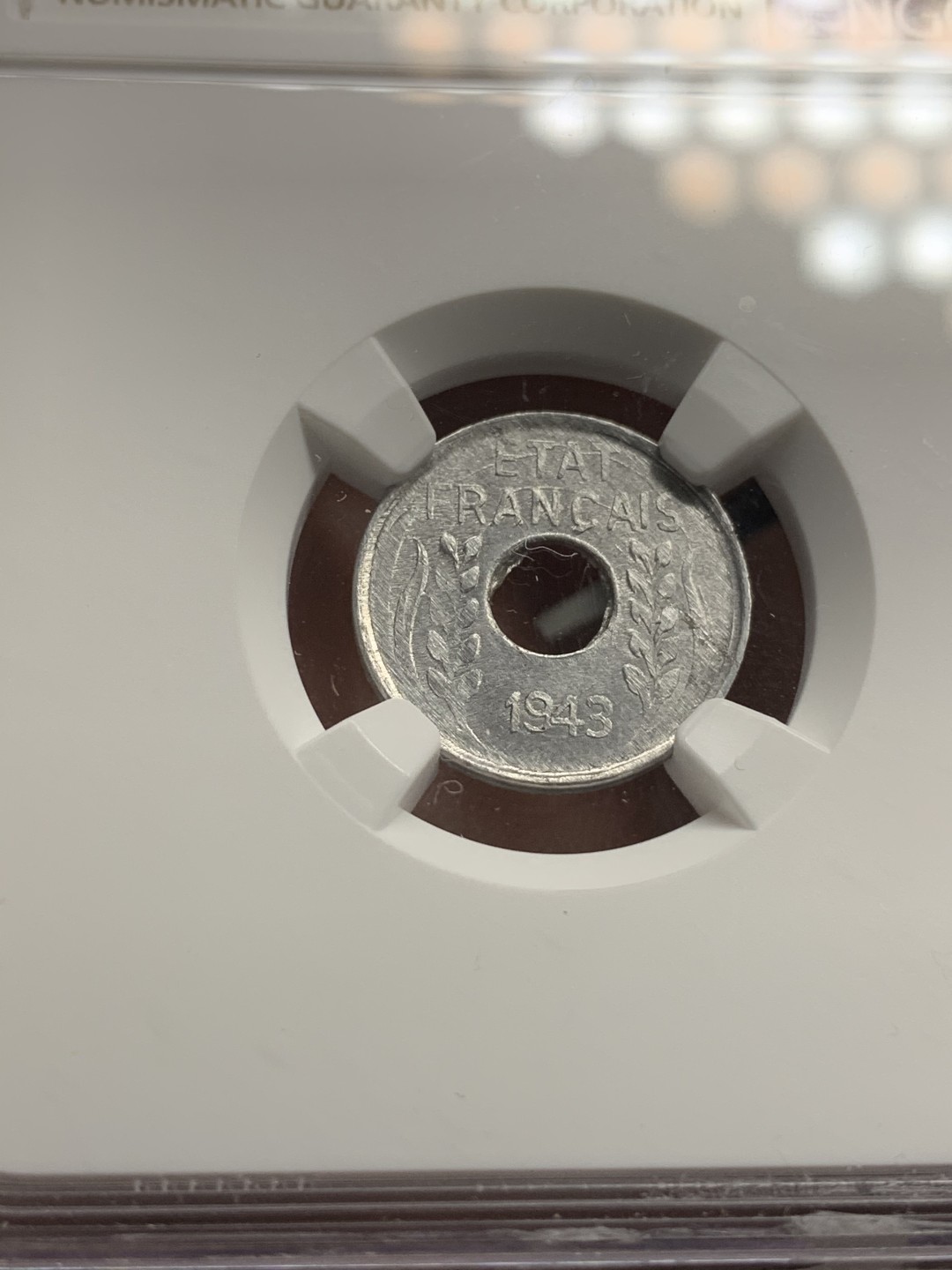 《竞宝斋》第67场-本周日，周一，周四.3场连拍（全场不限金额包邮） NGC-MS64 法国印度支那 1943年 1分 铝币 也是属于坐洋系列晚期的一个辅币