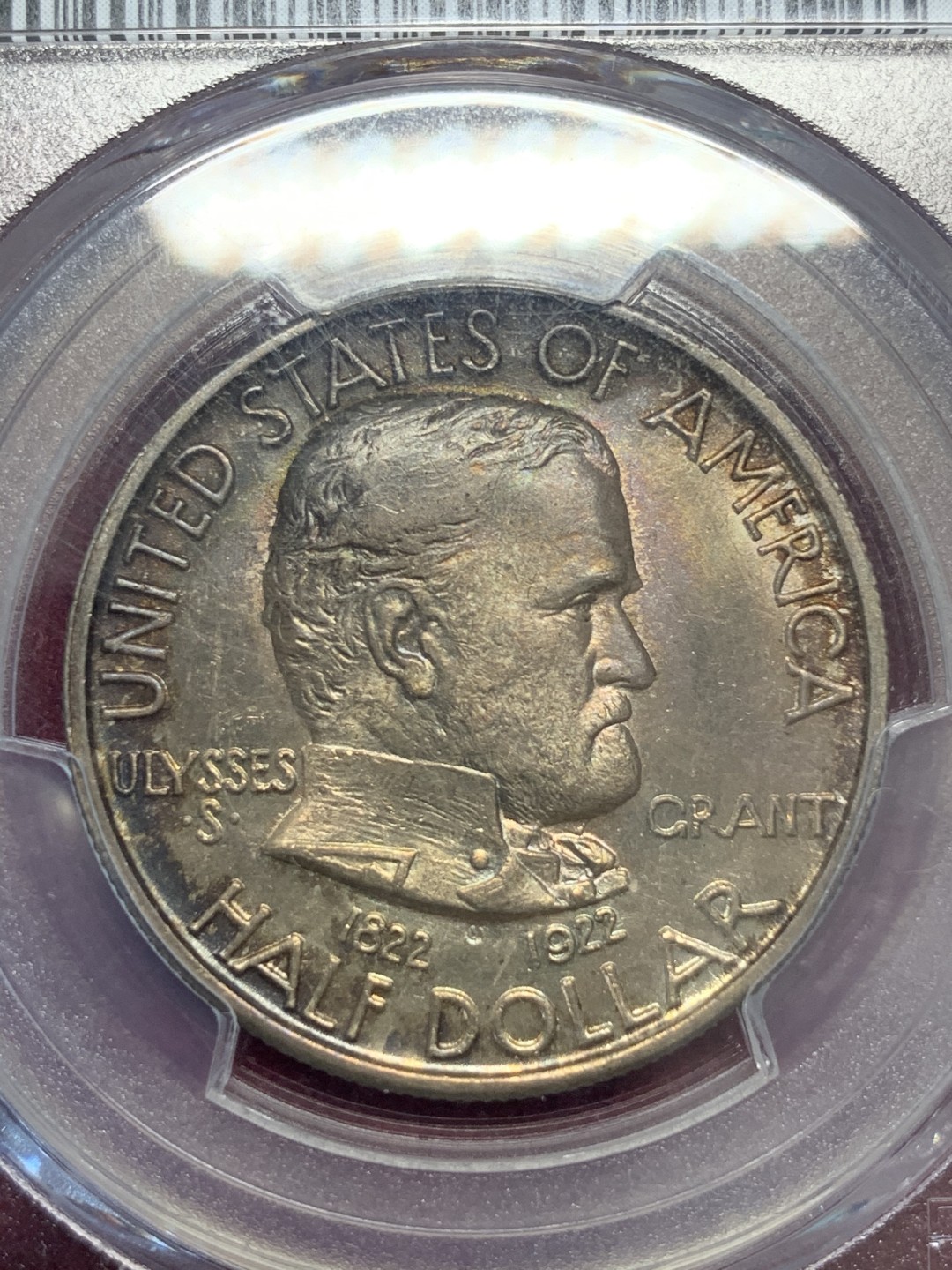 《竞宝斋》第67场-本周日，周一，周四.3场连拍（全场不限金额包邮） PCGS MS65 美国1922年 格兰特 半美元银币 少见品种 67,350枚的发行量 对美币来说确实不多 