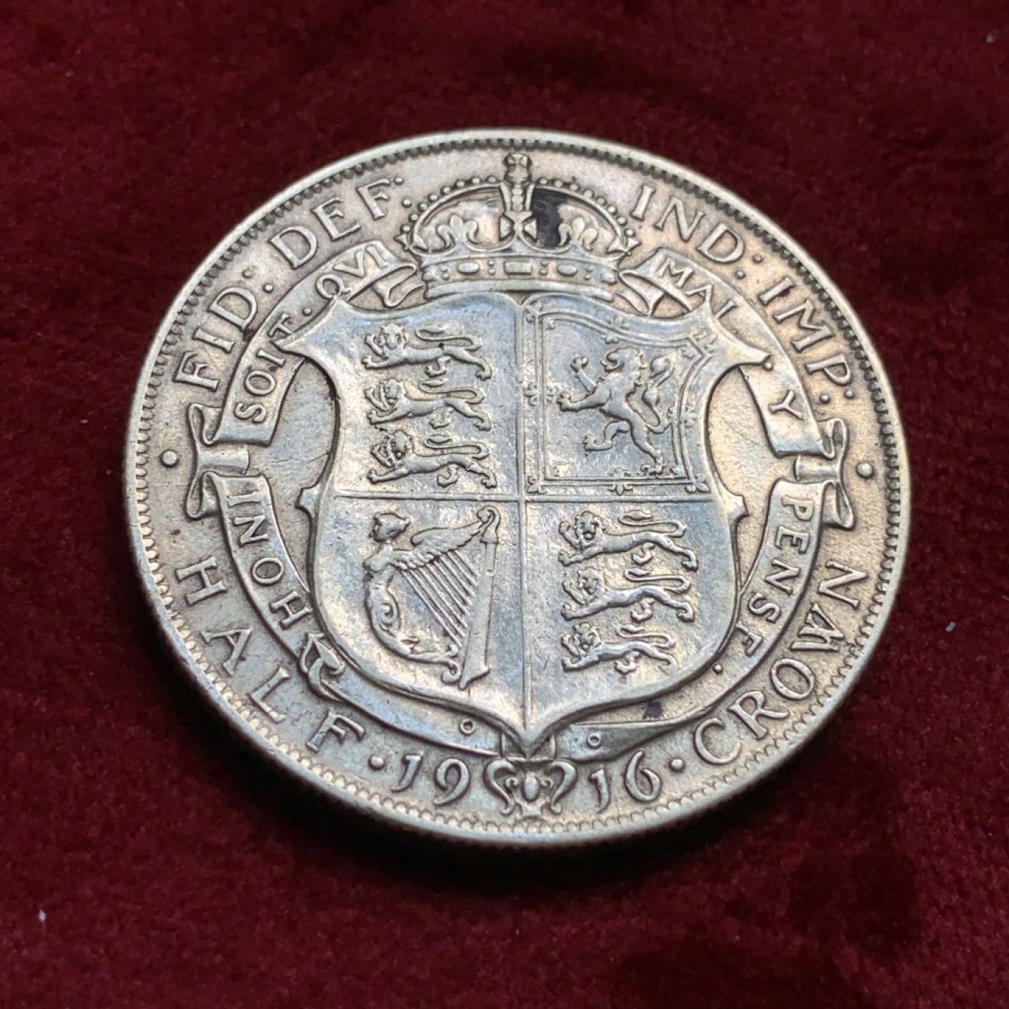 《竞宝斋》第67场-本周日，周一，周四.3场连拍（全场不限金额包邮） 英国 1916年 乔治五世 1/2克朗 银币 925高银版