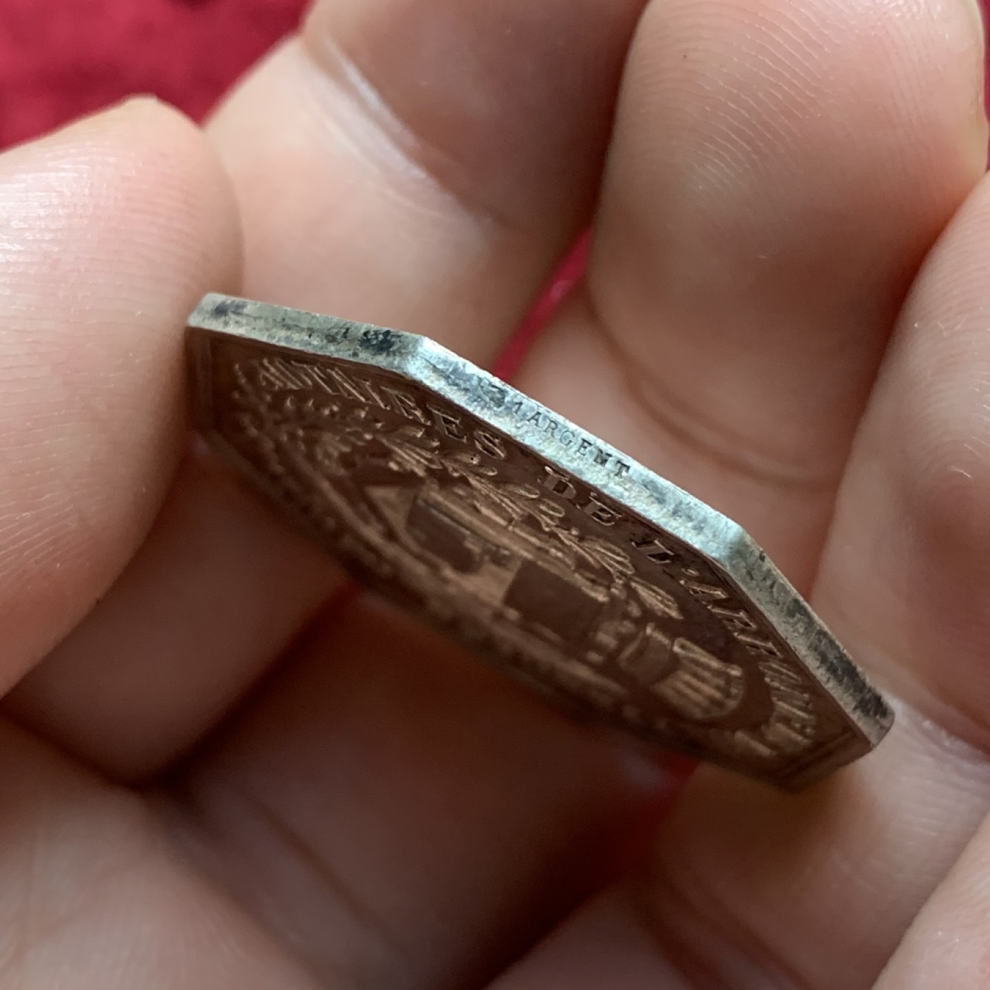 《竞宝斋》第67场-本周日，周一，周四.3场连拍（全场不限金额包邮） 法国 波尔多区公证人 银质八角代币 细节非常好，整体包浆温润 13.9克 银标 当初也是高价了