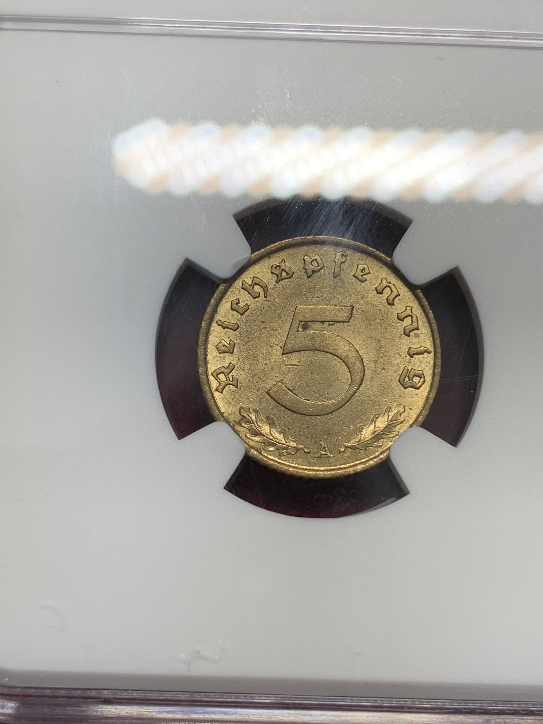 《竞宝斋》第67场-本周日，周一，周四.3场连拍（全场不限金额包邮） NGC MS64 1939A 德意志帝国5芬尼 流光溢彩 高分难得