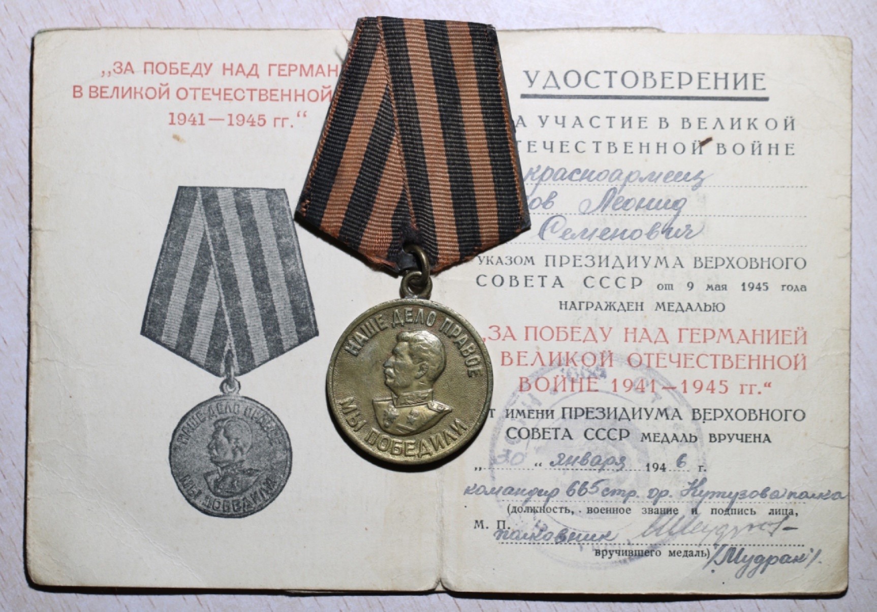 大猫徽章拍卖第195期 苏联二级军事光荣勋章套章 档案齐全