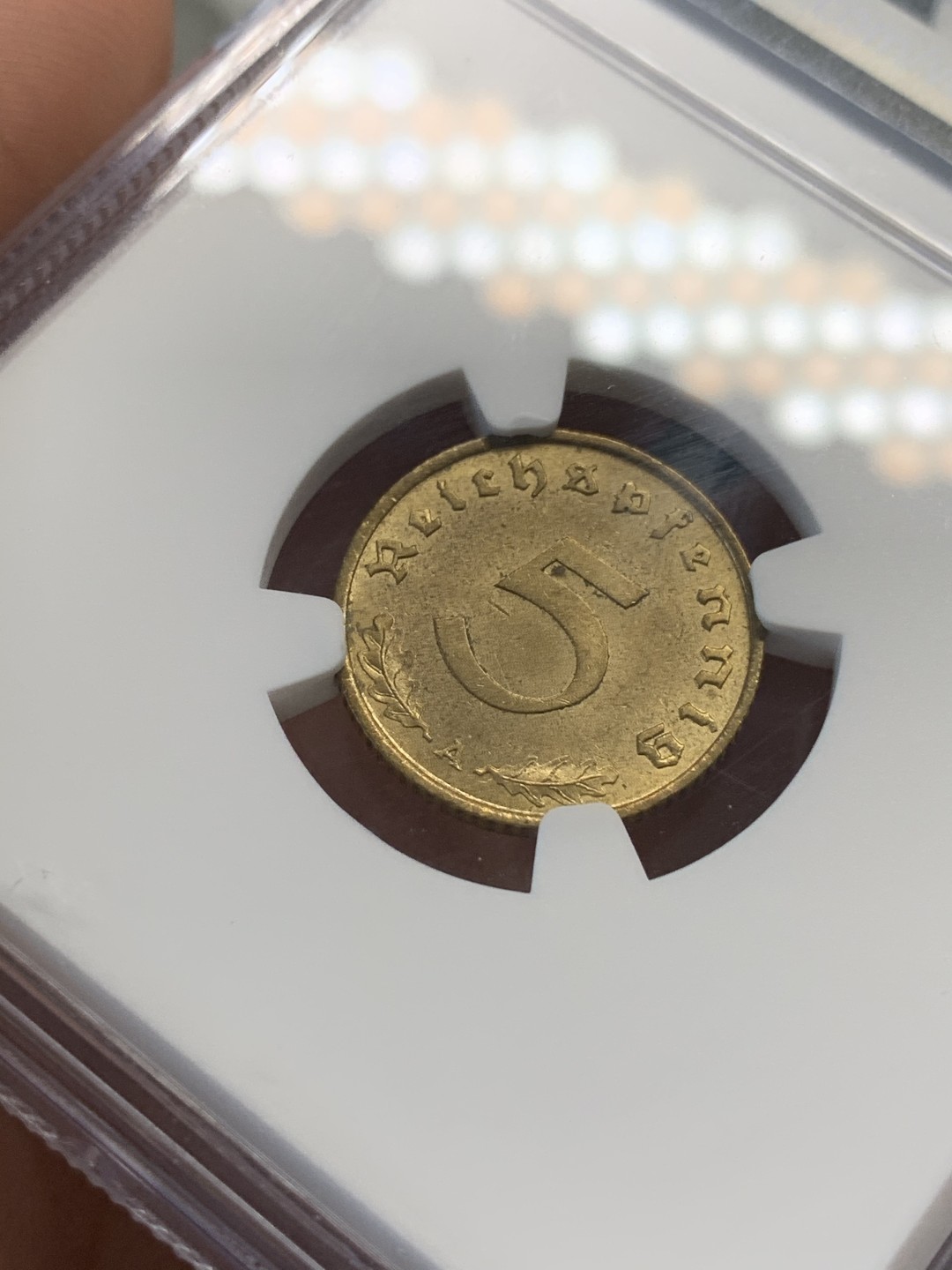 《竞宝斋》第67场-本周日，周一，周四.3场连拍（全场不限金额包邮） NGC MS64 1939A 德意志帝国5芬尼 流光溢彩 高分难得