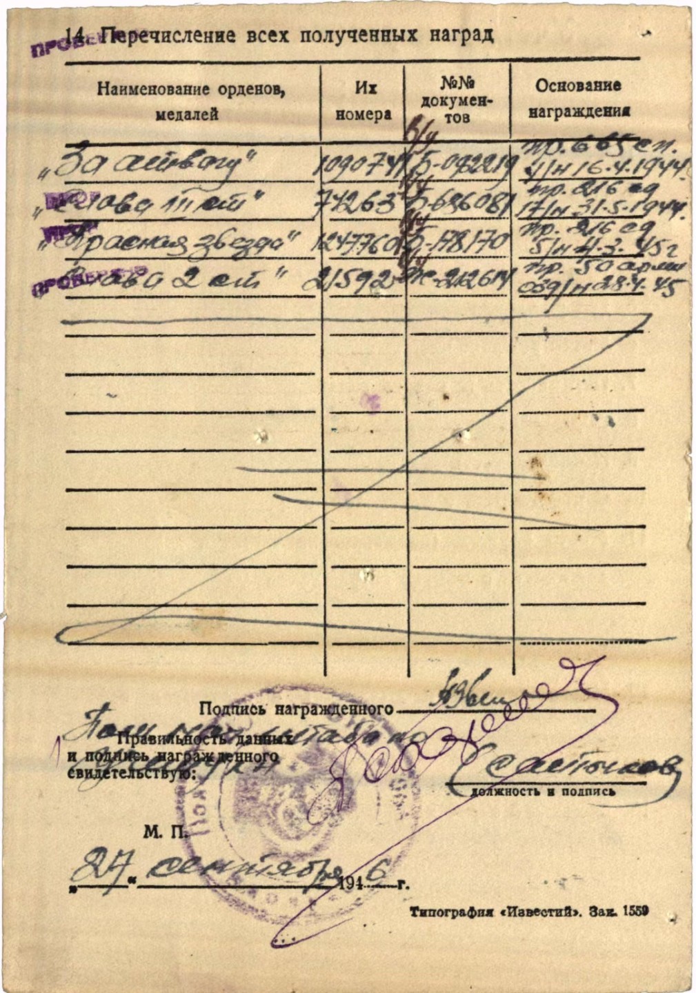 大猫徽章拍卖第195期 苏联二级军事光荣勋章套章 档案齐全