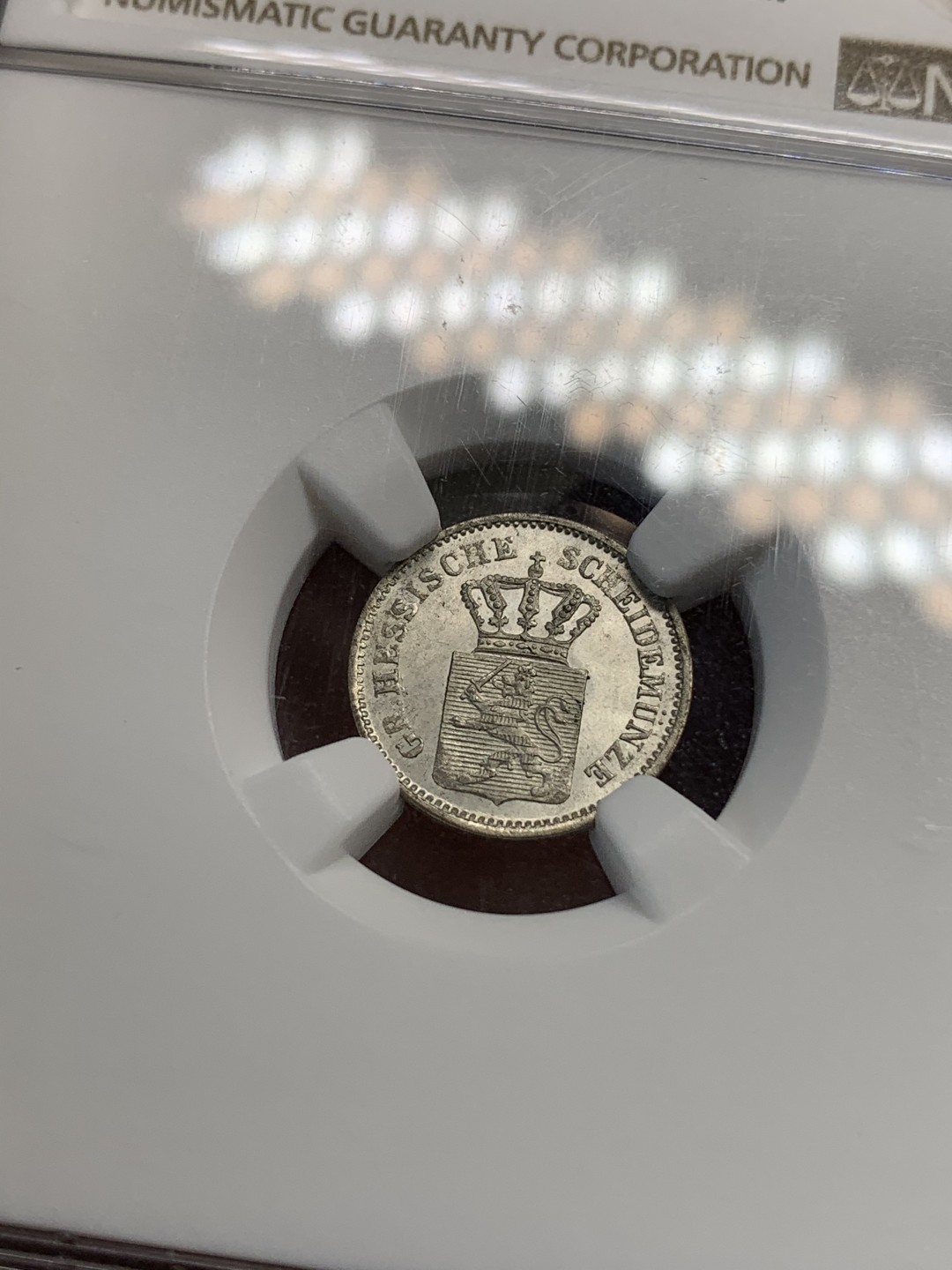 《竞宝斋》第67场-本周日，周一，周四.3场连拍（全场不限金额包邮） NGC-MS66德国1871年黑森1K小银币