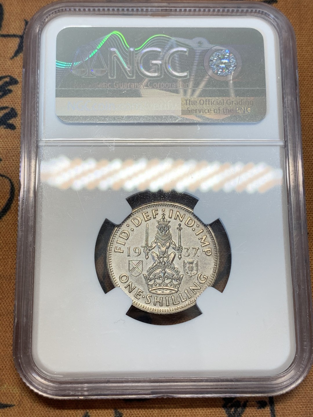 《竞宝斋》第67场-本周日，周一，周四.3场连拍（全场不限金额包邮） NGC-PF64 英国 1937年 乔治六世一先令银币，原光好品相