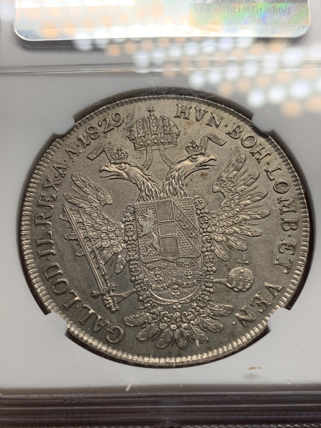 《竞宝斋》第67场-本周日，周一，周四.3场连拍（全场不限金额包邮） NGC AU 奥地利 1829年弗朗茨一世泰勒大银币 好品相