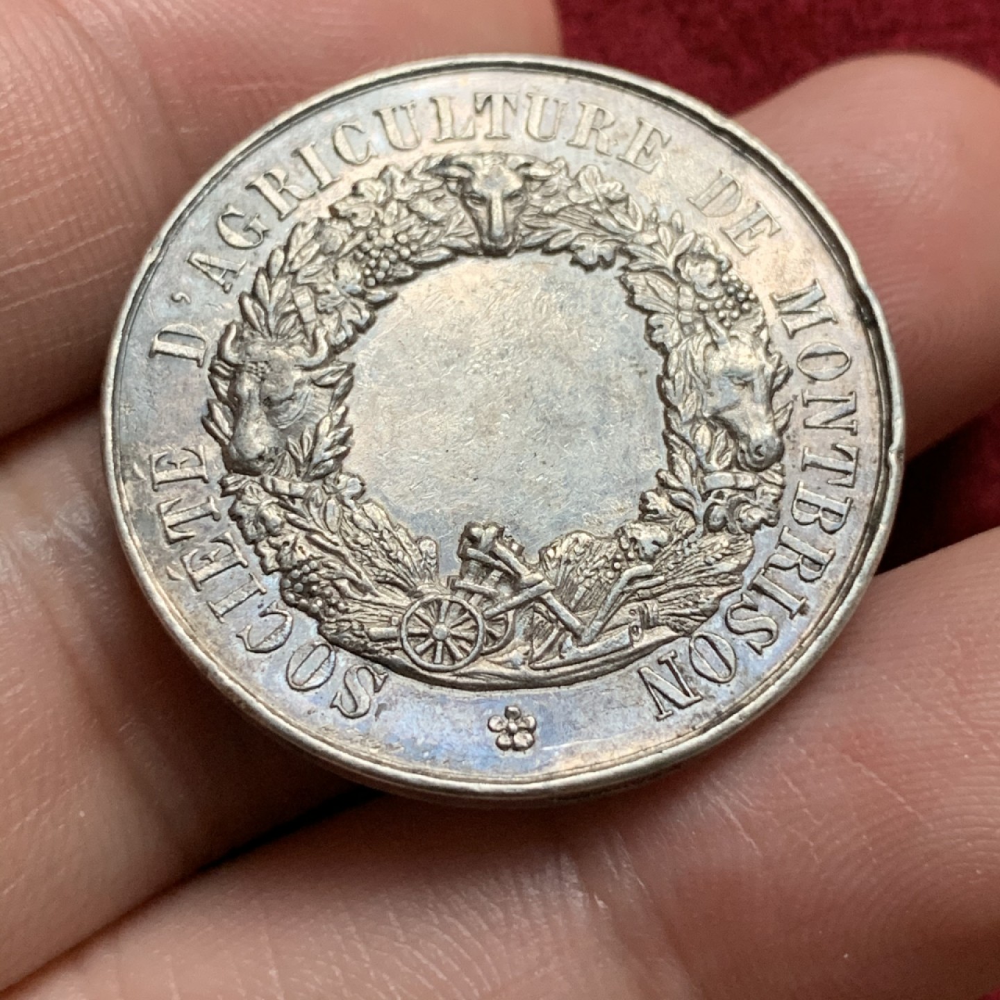 《竞宝斋》第67场-本周日，周一，周四.3场连拍（全场不限金额包邮） 非常少见的 法国 1880-1898 年 银质 代币 丰饶角边铭 银标 13克