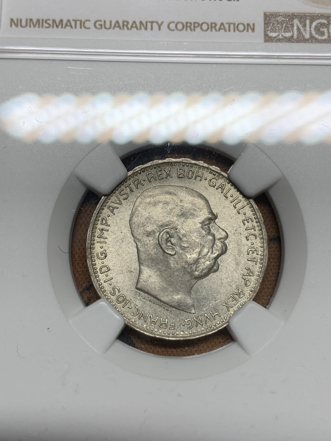 《竞宝斋》第67场-本周日，周一，周四.3场连拍（全场不限金额包邮） NGC-MS63 奥地利 1916年 佛兰茨约瑟夫 1克朗银币 漂亮的车轮光