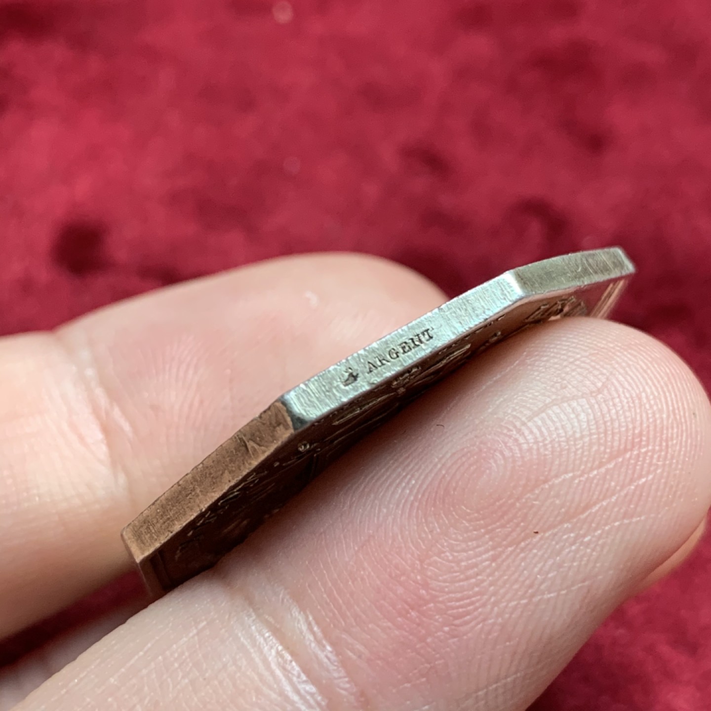 《竞宝斋》第67场-本周日，周一，周四.3场连拍（全场不限金额包邮） 法国1839年里昂公证处宪法天平八角银代币 握手版镀金 32mm，14.2克，Aregnt边铭