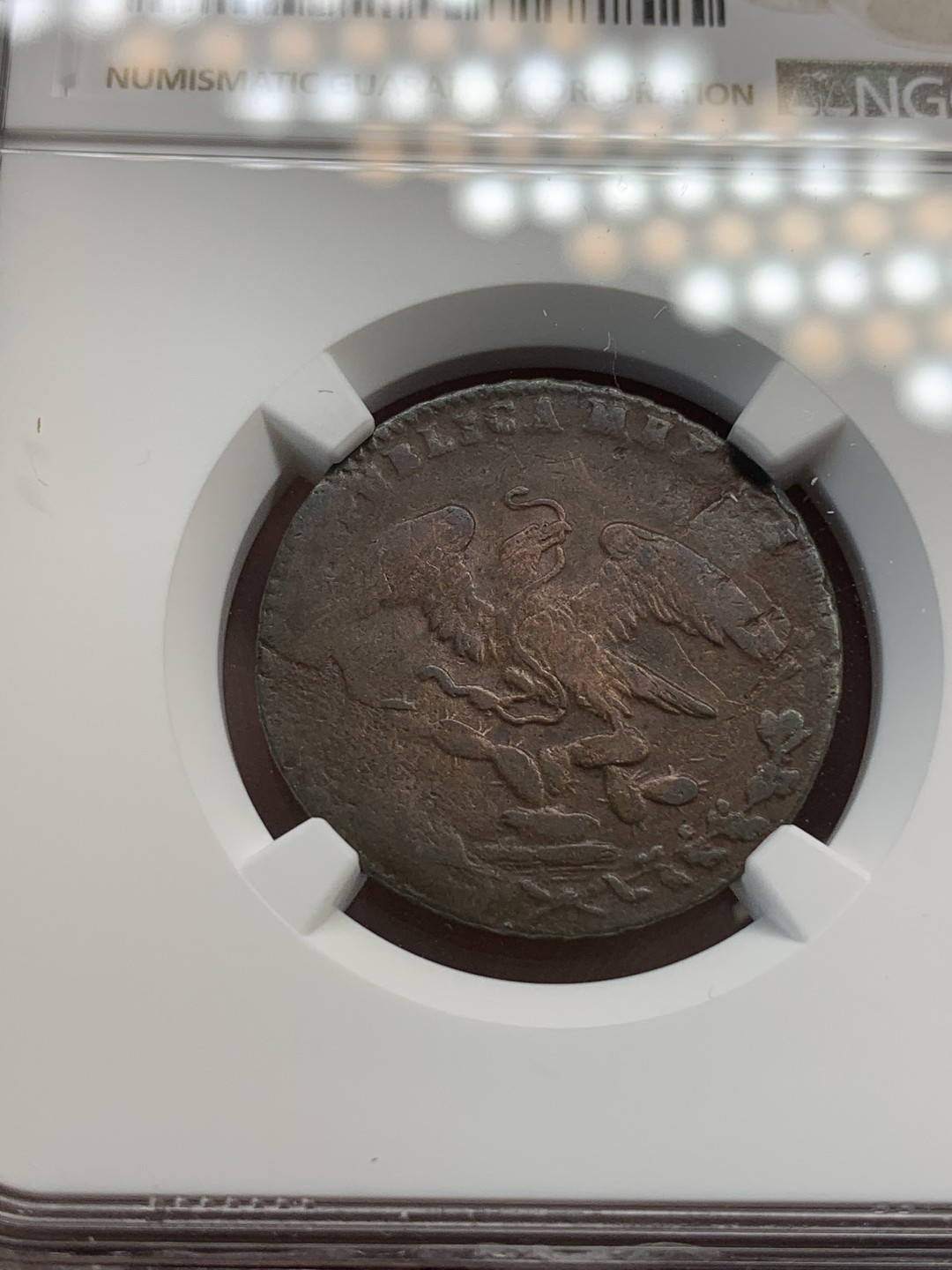 《竞宝斋》第67场-本周日，周一，周四.3场连拍（全场不限金额包邮） NGC-VFD墨西哥1836年1/4R铜币