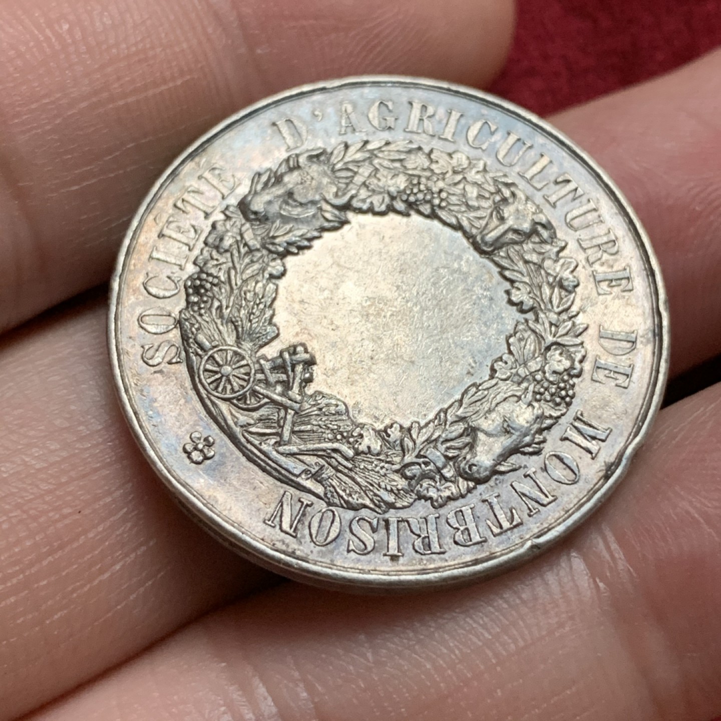 《竞宝斋》第67场-本周日，周一，周四.3场连拍（全场不限金额包邮） 非常少见的 法国 1880-1898 年 银质 代币 丰饶角边铭 银标 13克