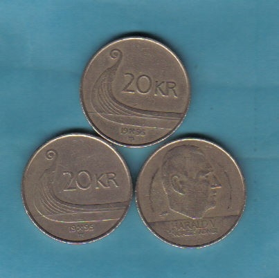 挪威1995年20克朗 背船 实物图  