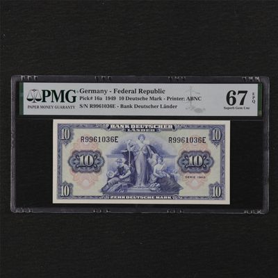 【亘邦集藏】第116期拍卖 - 1949年 德国10马克 PMG 67EPQ R9961036E