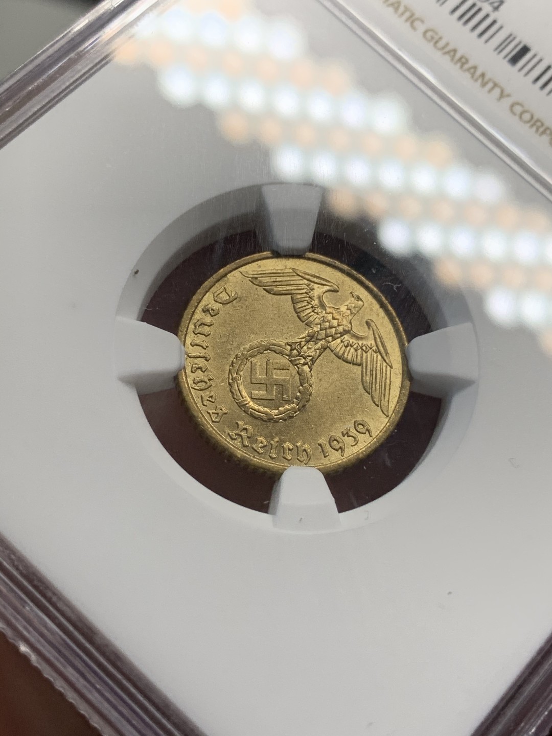 《竞宝斋》第67场-本周日，周一，周四.3场连拍（全场不限金额包邮） NGC MS64 1939A 德意志帝国5芬尼 流光溢彩 高分难得