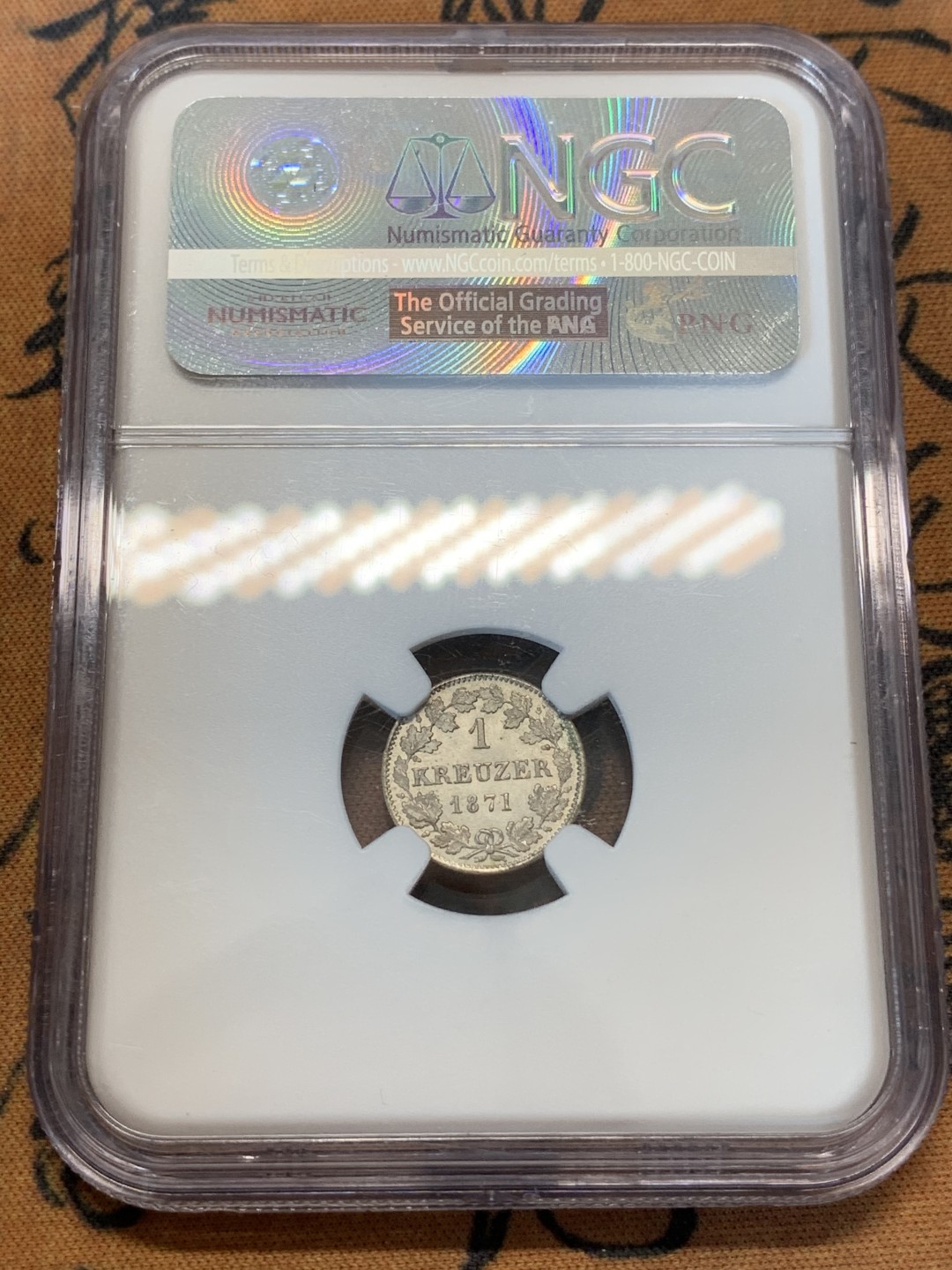 《竞宝斋》第67场-本周日，周一，周四.3场连拍（全场不限金额包邮） NGC-MS66德国1871年黑森1K小银币