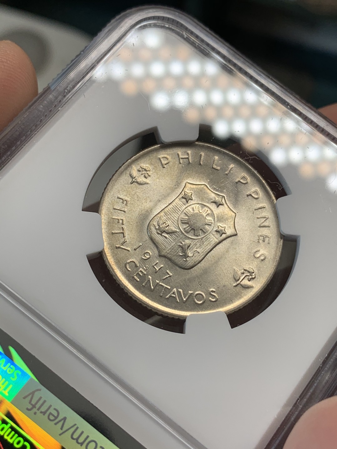 《竞宝斋》第67场-本周日，周一，周四.3场连拍（全场不限金额包邮） NGC-MS66菲律宾1947年马克阿瑟半比索大银币