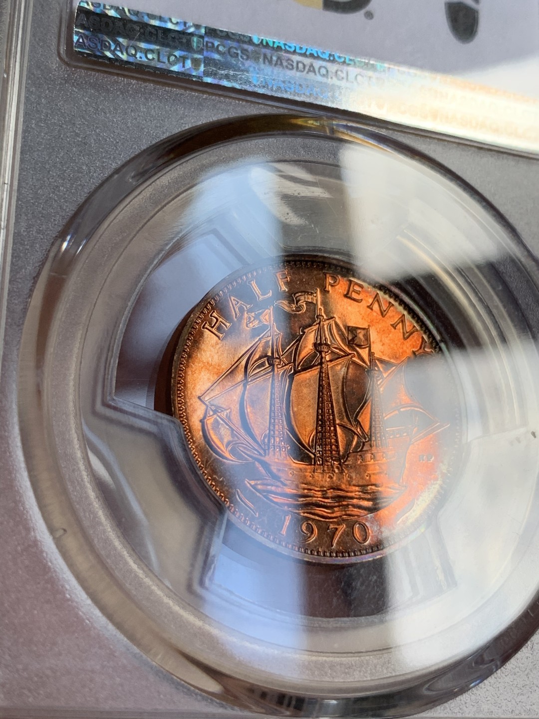 《竞宝斋》第67场-本周日，周一，周四.3场连拍（全场不限金额包邮） PCGS PR66 RD 1970年精制半便士铜币 RD镜面好彩 热门升值品种