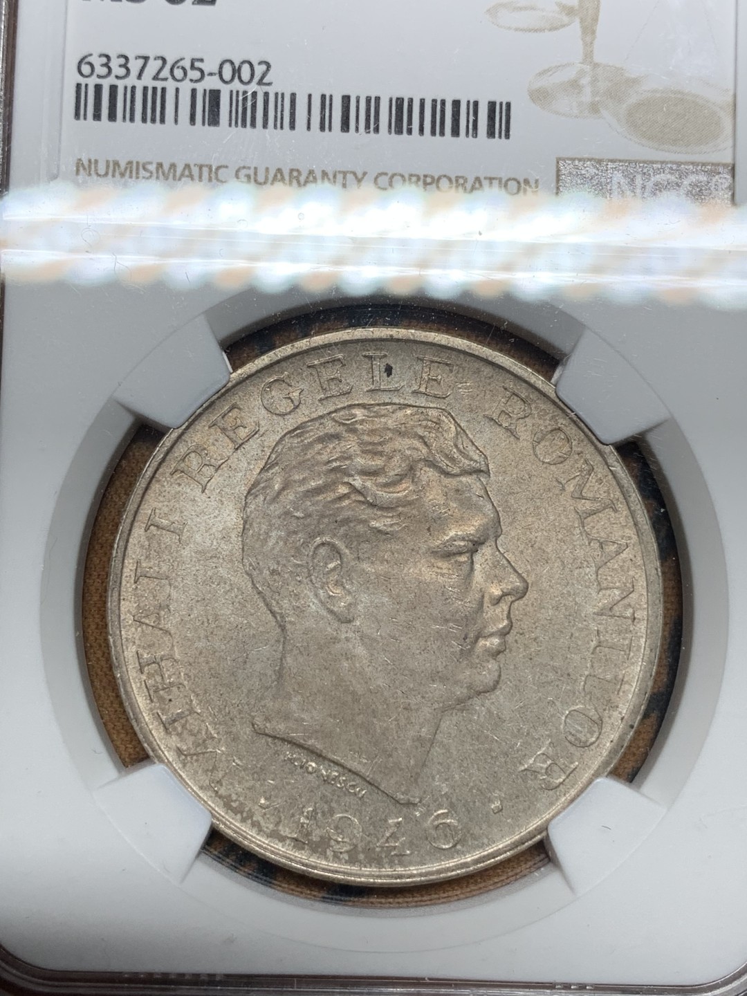 《竞宝斋》第67场-本周日，周一，周四.3场连拍（全场不限金额包邮） NGC-MS62 罗马尼亚 1946年 100000列伊大银币 淡彩粉光 非常漂亮 这类币也是疫情后暴涨的品种