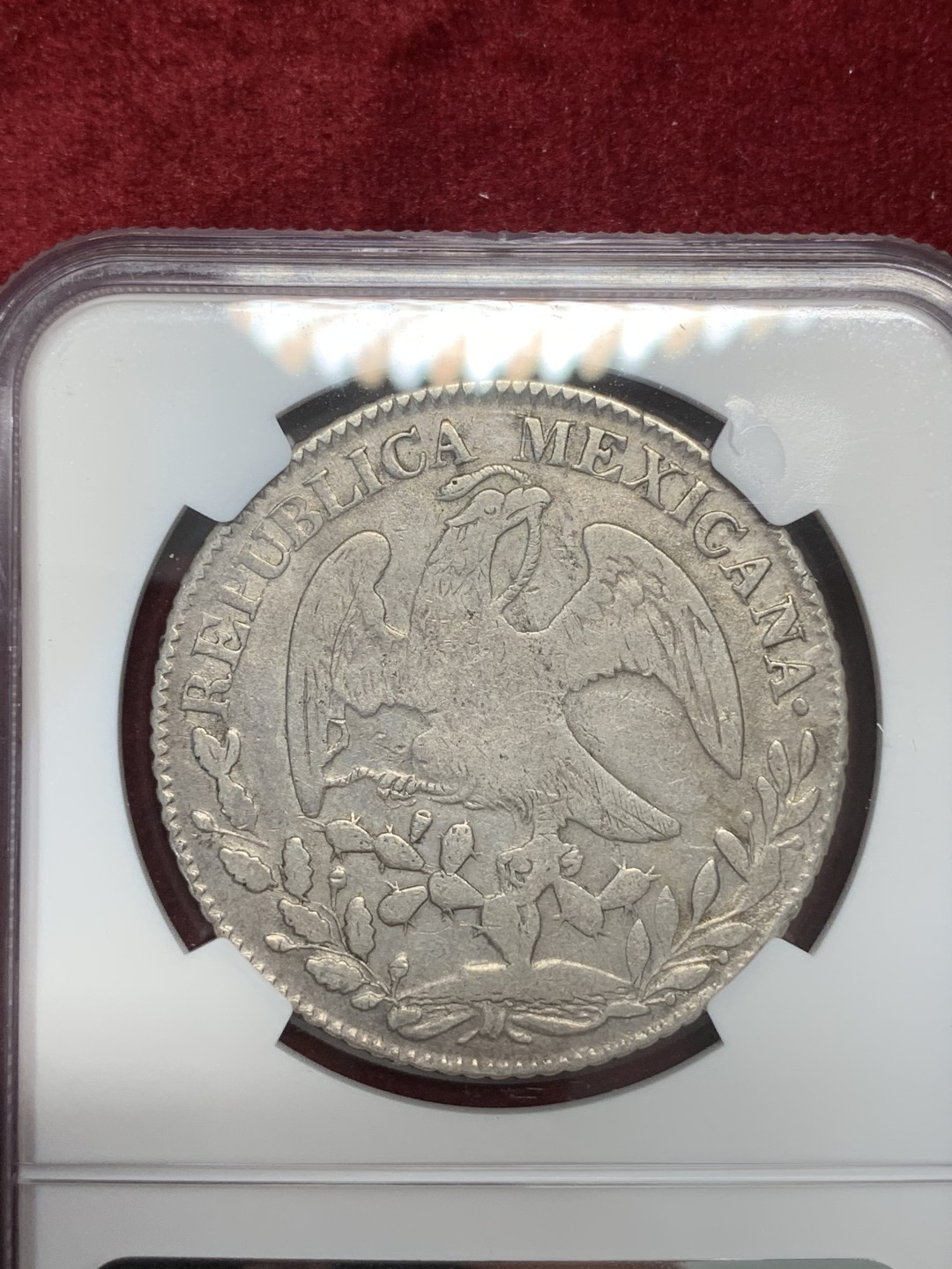 《竞宝斋》第67场-本周日，周一，周四.3场连拍（全场不限金额包邮） NGC VF 细节评级 墨西哥 1850年 早期 花边鹰洋 状态不错