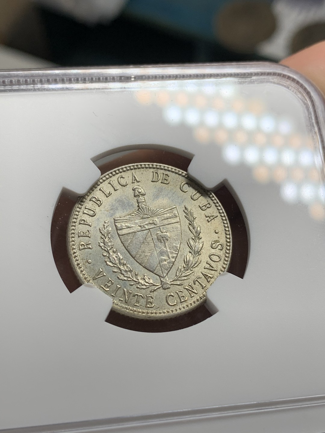 《竞宝斋》第67场-本周日，周一，周四.3场连拍（全场不限金额包邮） NGC-MS62 古巴 1949年 大五星 20分银币 非常漂亮的小毫子 